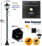 68“ Solar Garden Lamp Post Light with Motion Sensor, Waterproof LED Outdoor Black Lamp for Yard, Pathway, Driveway, Front or Back Door Area Lighting(Cool Light)