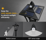 68“ Solar Garden Lamp Post Light with Motion Sensor, Waterproof LED Outdoor Black Lamp for Yard, Pathway, Driveway, Front or Back Door Area Lighting(Cool Light)