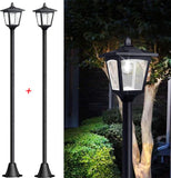 New Model 68“ LED Solar lamp Black Post Lights Outdoor up to 220 Lumens Lighting Extension for Garden, Lawn, Pathway, Driveway, Front/Back Door Area Pole Lighting Yard(2pcs)