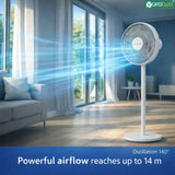 Yarratwo Smart Pedestal Fan – Super Quiet with App & Voice Control(Grey)