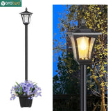 Yarratwo Solar Lamp Post Light with Planter, Waterproof Outdoor Solar Floor Lamp, Dusk to Dawn Vintage Pole Light for Garden, Patio, Yard, Warm White