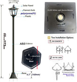 68“ Solar Garden Lamp Post Light with Motion Sensor, Waterproof LED Outdoor Black Lamp for Yard, Pathway, Driveway, Front or Back Door Area Lighting(Cool Light)
