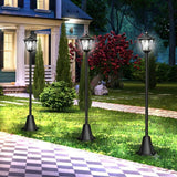 68“ Solar Garden Lamp Post Light with Motion Sensor, Waterproof LED Outdoor Black Lamp for Yard, Pathway, Driveway, Front or Back Door Area Lighting(Cool Light)