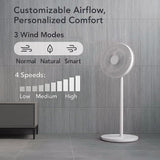 Yarratwo Smart Standing Fan Super-Quiet, Intelligent Sensor Cooling Wind Design With App&Voice Control,gentle for mothers and babies，Table & Pedestal Fan, Adjustable Tilt & Oscillation (white)