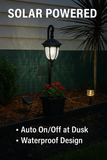 yarratwo 2in1 LED Solar Post Light Outdoor with Planter Base for Garden, Lawn, Pathway, Driveway Front/Back Door Area Pole Lighting Yard